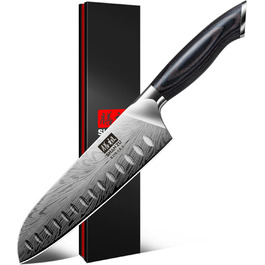Японський ніж SHAN ZU Santoku 18 см з порошкової сталі - професійний ніж для кухні з ергономічною ручкою