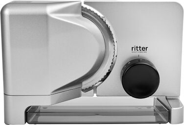 Електрична універсальна нарізна машина ritter E 16 з металу, хліборізка з ECO-мотором, срібляста, Made in Germany