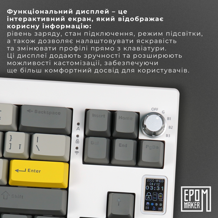 Клавіатура механічна бездротова EPOMAKER Shadow-X Mulan White (SHX-W-M)
