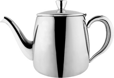 Чайник Café Olé PT-035 преміум, 1 л, нержавіюча сталь 18/10, безкапельний носик, з порожнистою ручкою та відкидною кришкою, сріблястий