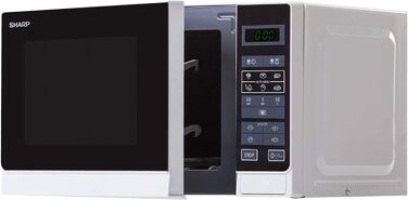 Мікрохвильова піч Sharp R242WW, 20 л, 800 Вт, 5 режимів, 8 авто програм, розморожування за вагою і часом, дитячий захист, енергозбереження, скляний піддон 25,5 см, біла