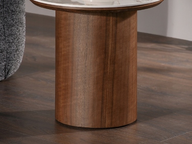 Журнальний столик Mebel-Partner круглий, 40 x 40 x 39 см, відтінки бежевого та горіха