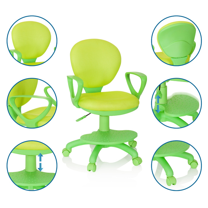 Дитячий стілець / дитячий письмовий стілець KID COLOUR тканина зелений hjh OFFICE