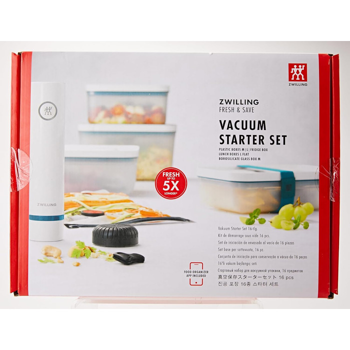 Вакуумний стартовий набір ZWILLING Fresh & Save, 16 предметів, пластик, з контейнером, помпою та пакетами, La Mer