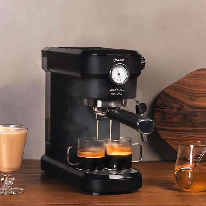 Кавомашина Cecotec Cafelizzia 790 Steel Pro: Еспресо та капучино, 1350W, 20 бар, манометр, термоблок, 1.2л, нержавіюча сталь