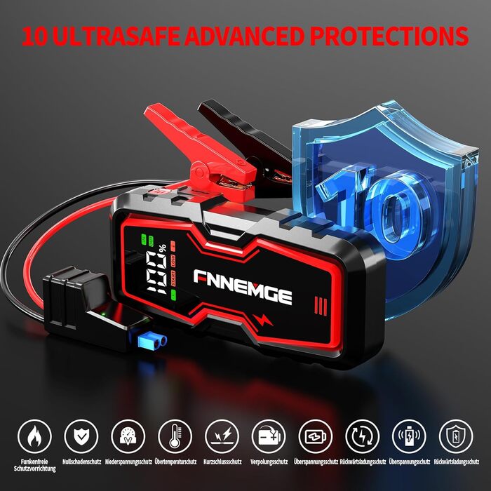 Портативний пусковий зарядний пристрій Powerbank для авто, 6000A, 12V, USB, LED, дисплей