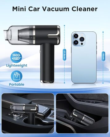 Портативний пилосос NIBSHOOM 4-в-1, 15000 Па, акумуляторний, USB-C швидка зарядка, 2 швидкості, для авто, дому, офісу