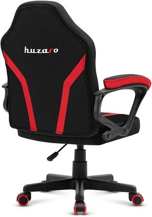 Дитяче ігрове крісло Huzaro Ranger 1.0, ергономічне, сучасний дизайн, з підлокітниками, регулюванням висоти, гумові колеса, червоне, сітка