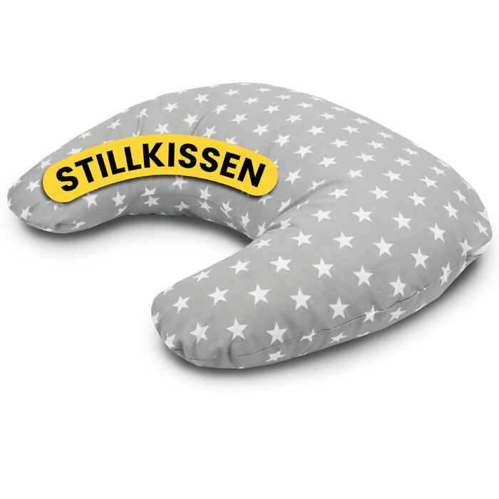 Подушка для годування Stillmond Stillkissen Klein: півмісяць, сірий, для немовлят, портативна, зірочки