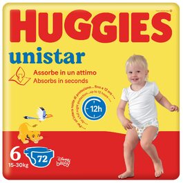 Підгузки Huggies Unistar, розмір 6 (15-30 кг), 72 шт.