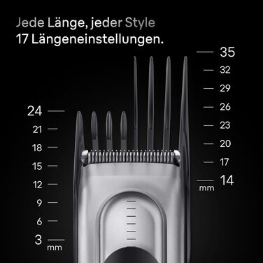 Машинка для стрижки Braun Series 7 HC7590: професійна, акумуляторна, 17 насадок, миюча, сіра
