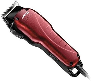 Машинка для стрижки волосся Andis 66220 US-1 PRO, з регульованим лезом і 6 насадками, для вологого і сухого волосся, провідна та акумуляторна, червона