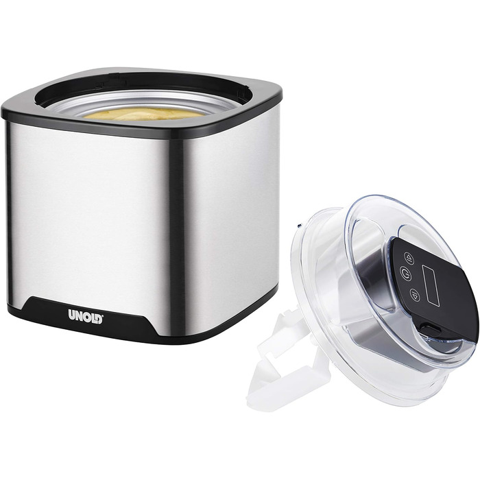 Морозивниця Unold 48855 Gelato, 1.5 л, 12 Вт, LCD-дисплей, цифровий таймер, BPA-free, для веганського, безлактозного та стевієвого морозива