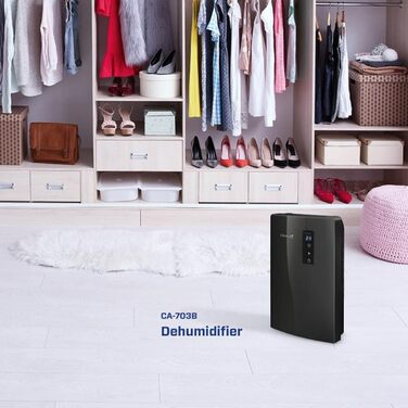 Осушувач та очищувач повітря Clean Air Optima CA-703 з іонізатором і UV-LED лампою, продуктивність до 0,7 л/день, для приміщень до 10 м², чорний