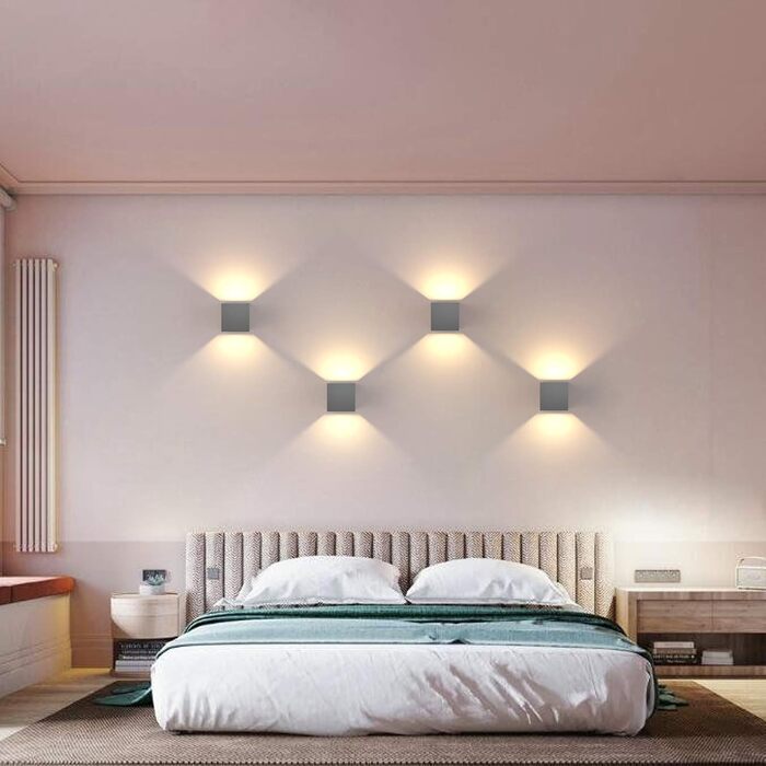 Світильник Klighten 2 шт. LED настінний для дому та вулиці, 12Вт, IP65, тепле світло 3000K, регульований промінь, темно-сірий, для вітальні, спальні, балкона