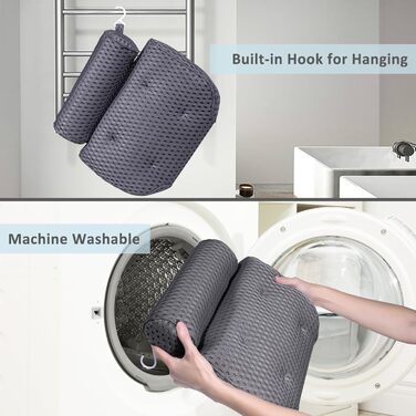 Подушка для ванни та спа з 4D AirMesh, з присосками, для голови та спини, комфортна ортопедична подушка для шиї для домашнього спа та гідромасажних ванн