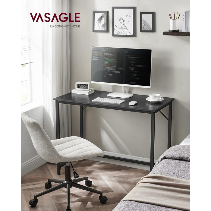 Комп'ютерний стіл VASAGLE 120x60 см, для офісу, спальні, вітальні, вінтажний коричневий/чорний, LWD039B01V1