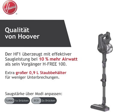 Бездротовий пилосос Hoover HF103X Flex без мішка, з гнучким з'єднанням, XL контейнер для пилу, до 120 м², насадка-щіточка та паркувальна функція