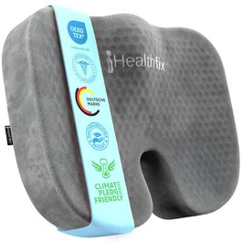 Ортопедична подушка для сидіння Healthfix з медом стільниковою структурою та велюровим чохлом, для офісного крісла, авто, дому (45x36x7 см, сіра)