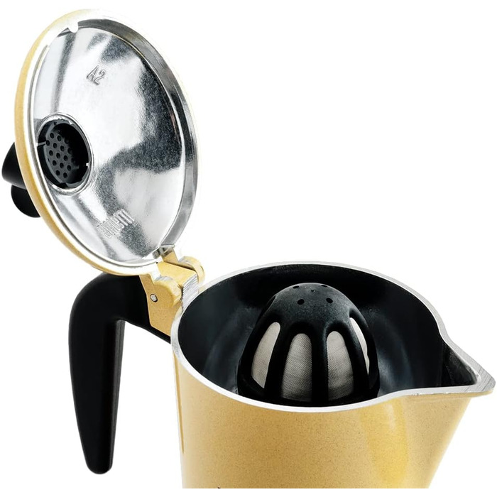 Кавоварка Bialetti Moka Orzo Express для ячмінної кави, алюмінієва, жовта, на 2 чашки