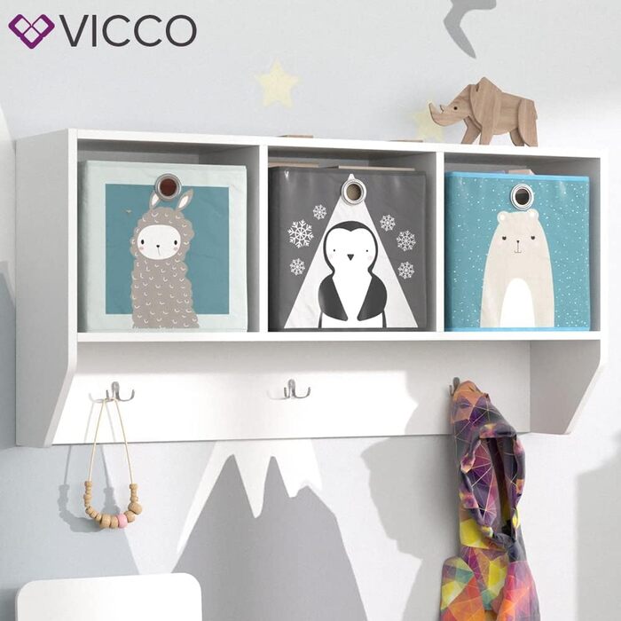 Настінна полиця Vicco Luigi для дитячої кімнати, біла, 107x56 см, без коробок