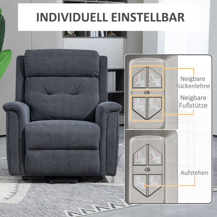 HOMCOM Recliner Електричний реклайнер Функція відкидання Старший реклайнер Бічна сумка Темно-сірий