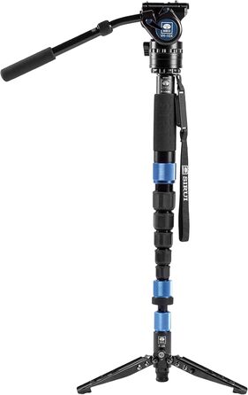 Монопод SIRUI P-324SR+VH-10X з опорною ніжкою і відеоголовою, вуглецевий, 20° нахил, 360° обертання