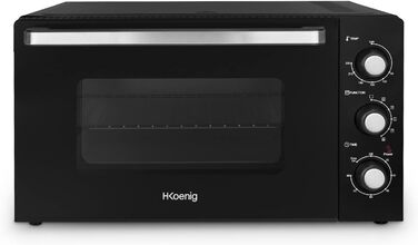 Міні-піч H.Koenig FO42, 42 л, 230°C, 5 режимів, таймер 90 хв, конвекція, гриль, з щипцями, крихтозбірник, поворотний насадка, 2000W