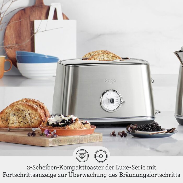 Тостер Sage Toast Select Luxe на 2 скибки з LED-таймером, нержавіюча сталь