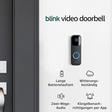 Відеодомофон Blink чорний, HD, довгий час роботи, з двостороннім аудіо, датчиком руху, підтримкою Alexa, легкий монтаж, сповіщення у додатку