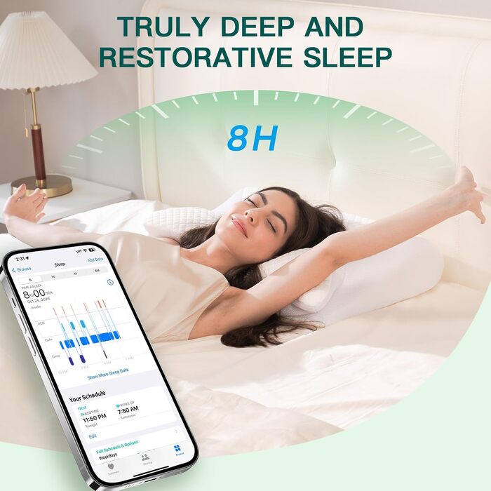 Подушка для шиї з піни Memory Foam 2-в-1, ергономічна, 60x40x12/14 см, біла - для спини, боку та живота
