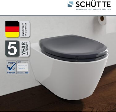 Сидіння для унітаза SCHÜTTE з мікроліфтом (м'яке закривання), овальне, антрацит, матеріал Duroplast, витримує до 200 кг