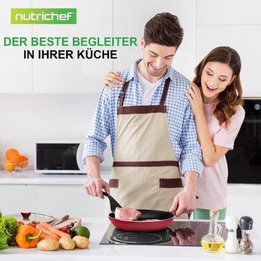 Набір посуду NutriChef 13 предметів: антипригарні каструлі та сковорідки для індукції, газу, електро- та керамічних плит, з прозорими кришками, PFOA-free, для здорового приготування, червоний