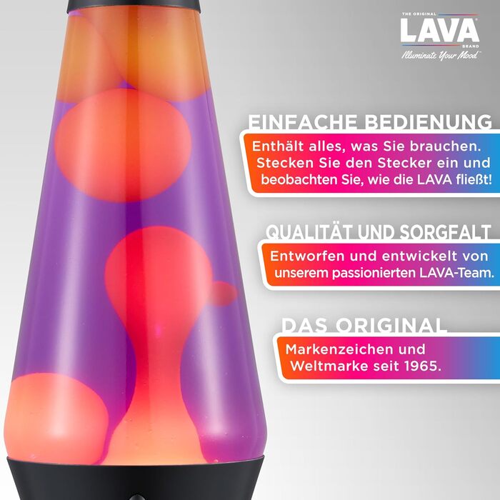 Лавова лампа LAVA® Evenfall Rocket 2391, жовтий віск, фіолетова рідина, декоративна основа у формі ракети, 37 см