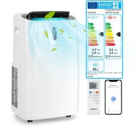 Мобільний кондиціонер COSTWAY 16000 BTU з функцією обігріву, осушення, вентиляції та нічного режиму для приміщень до 150 м² з пультом та керуванням через додаток, 4.7 кВт, ≤57 дБ