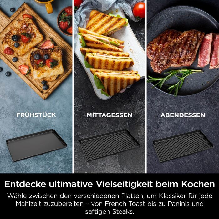 Ninja Sizzle Pro XL: гриль та плоча для дому з антипригарним покриттям, збірний, з піддоном для жиру та рецептами, срібно-чорний, GX101EU XL
