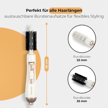 ProfiCare PC HAS 3132 Airstyler 4-в-1: Фен-щітка для локонів, об'єму, випрямлення та сушіння волосся 1000 Вт, бежевий