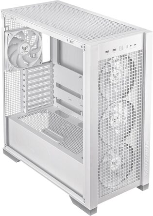 Ігровий корпус ASUS TUF GT302 ARGB білий, Mid-Tower ATX, 4x140 мм ARGB вентилятори, змінні бокові панелі, підтримка ATX материнських плат із прихованими роз'ємами, сітчаста фронтальна панель