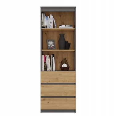 Стелаж TopEshop, антрацит, ламінована плита, 3 полиці та 3 шухляди, 180x60x35 см