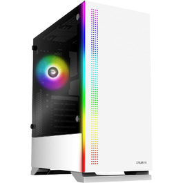 Корпус для ПК Zalman S5 ATX Midi Tower, білий, ігровий, скло, RGB підсвічування, вентилятори