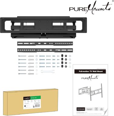 Настінний кронштейн для ТБ та монітора PureMounts, нахильний та поворотний, VESA 100x100 мм, до 20 кг, для діагоналі 32-70 дюймів, чорний