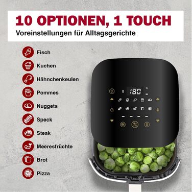 Аерофритюрниця TURMIX CX 250 Compact біла, 3.5л, 1350Вт, з сенсорним дисплеєм, 10 програмами та прозорим вікном