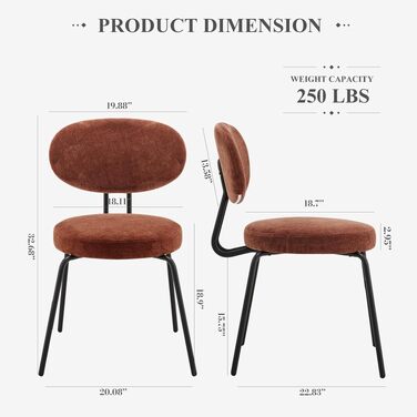 Стільці обідні COLAMY 2 шт. в стилі Mid-Century Modern оранжевого кольору з горіхового бука та металевими ніжками для кухні та їдальні