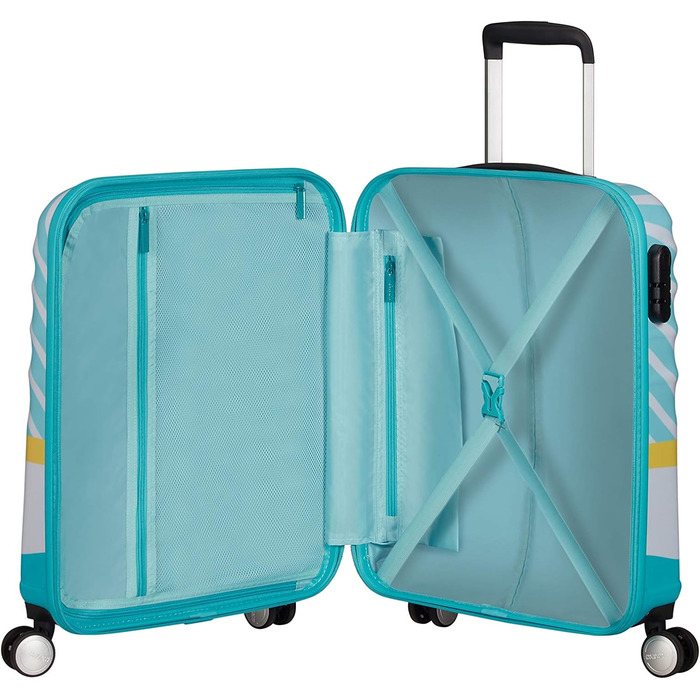 Дитяча валіза American Tourister Wavebreaker Disney Mickey Blue Kiss 55 см 36 л, багатобарвна, жорсткий чемодан на колесах, спінер для дітей