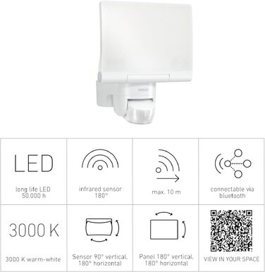 Світлодіодний прожектор Steinel XLED Home 2 S з датчиком руху та Bluetooth, поворотний 180°, 13.7 Вт, 1550 Лм, білий, для вулиці