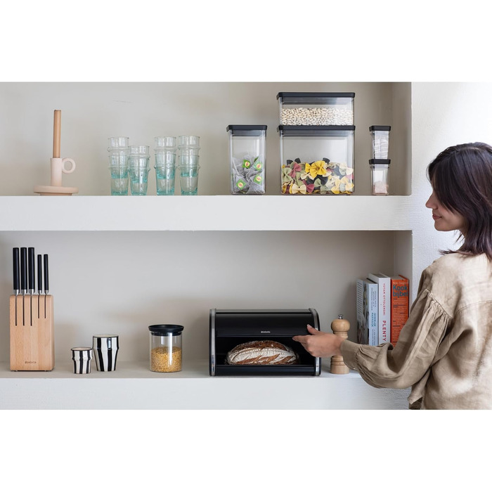 Хлібниця Brabantia Rollbrotkasten для хліба та булочок, сталева, матово-чорна, середній розмір