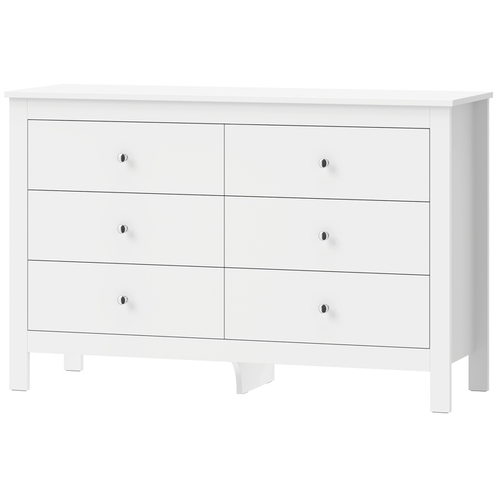 Комод на 6 шухляд, бічний столик (sideboard) з плавним ходом висувних ящиків для спальні, вітальні або передпокою, 118 x 39,5 x 75,5 см, білий