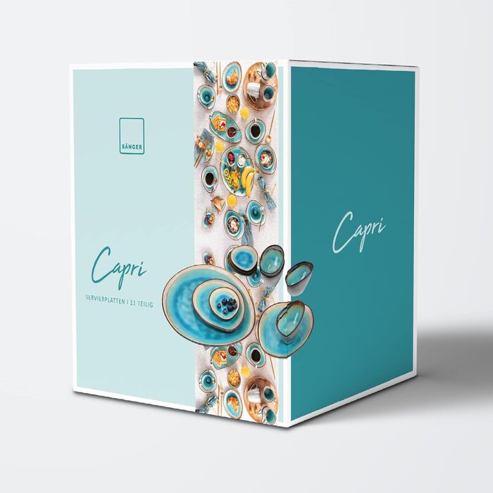 Набір порцелянового посуду SINGER Capri 12 шт, бірюзово-синій, на 4 персони