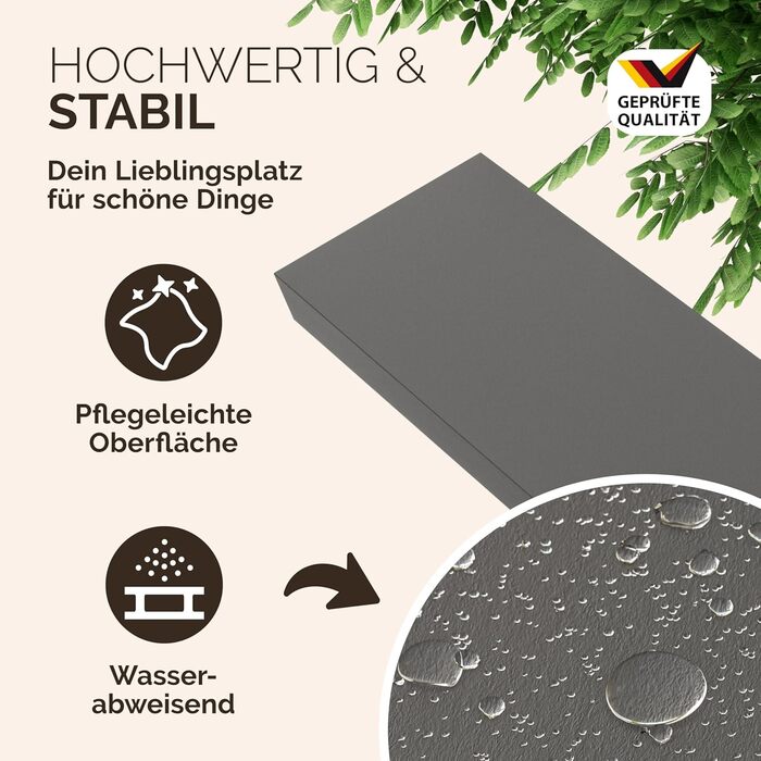 Настінна полиця Casaria Holz Schwarz 15 кг - для кухні, вітальні, коридору. Плаваюча полиця, книжкова полиця, матова