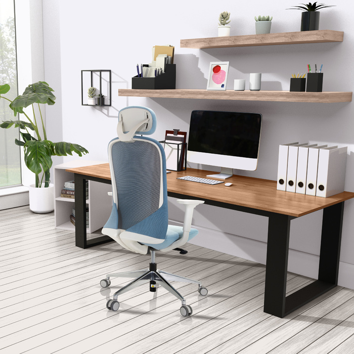 Крісло офісне / поворотне крісло AVEZA PRO сітка / тканина синя hjh OFFICE